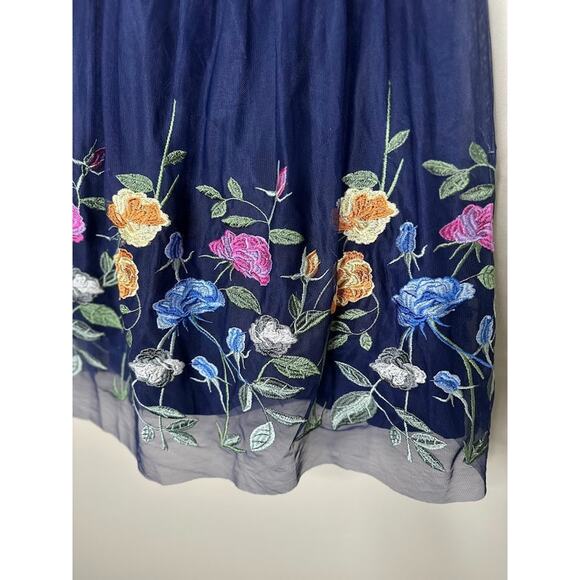 Modcloth Navy Floral Embroidered Mini Dress - Picture 3 of 13